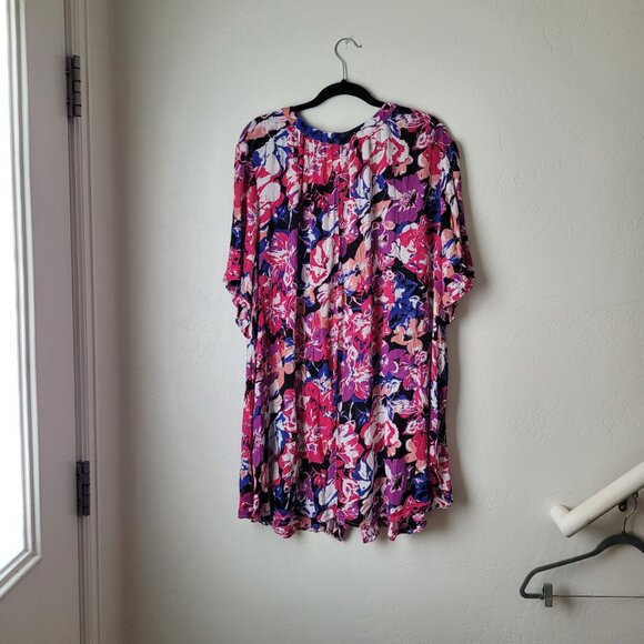 Roaman's Colorful Floral Button Up Blouse - Picture 7 of 7